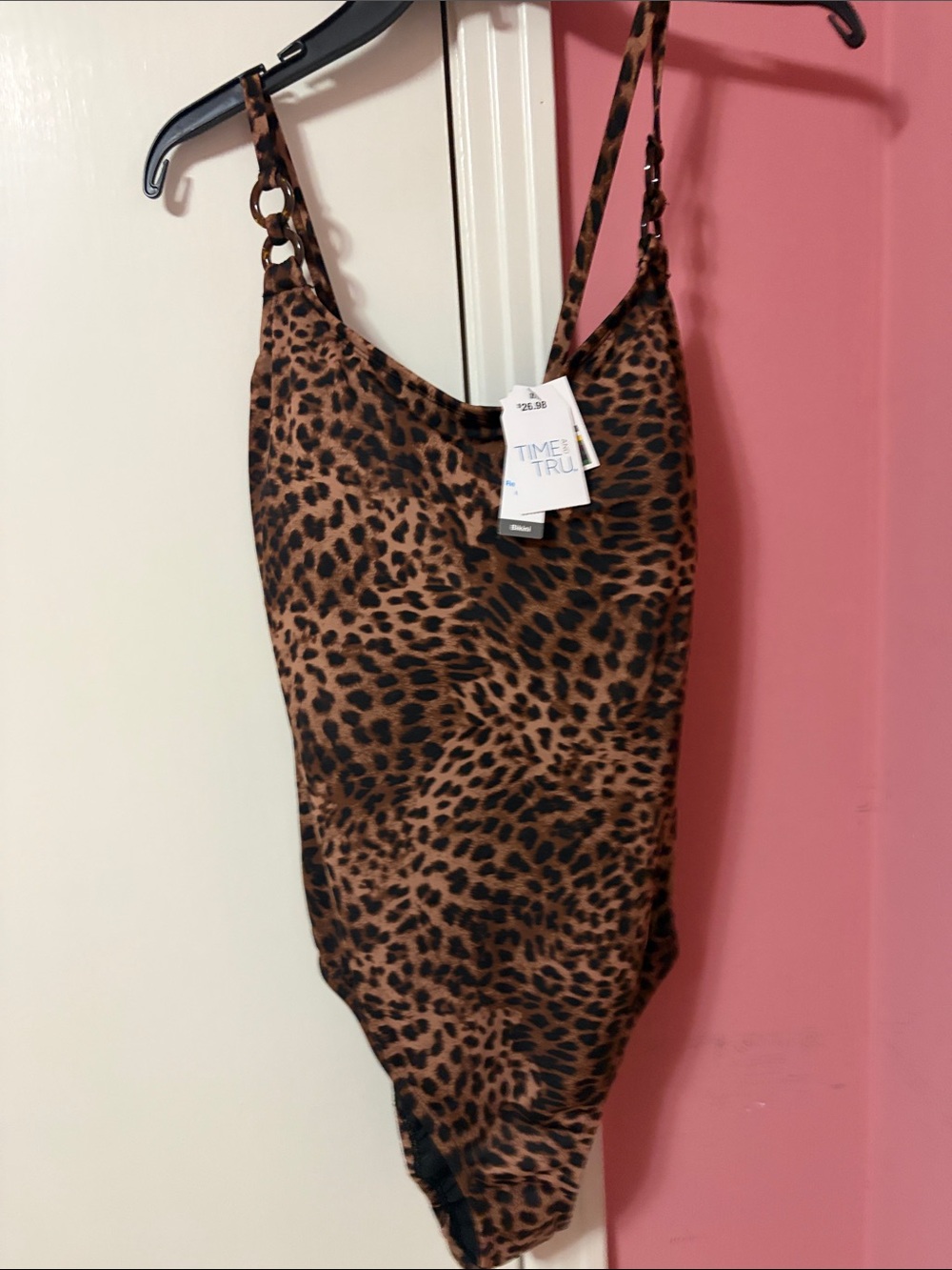 Time and Tru Leopard-Print One-Piece in Brown & Black